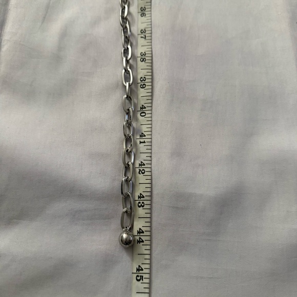 Silver tone metallic charm skinny chain belt - Picture 8 of 9